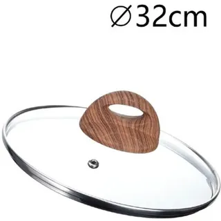 Trade Shop - Gehärteter Glasdeckel Für Pfanne Ersatzpfanne Ø16 32 Cm Holz Effektknopf -     -durchmesser 32cm  -