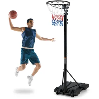 COSTWAY Basketballkorb Outdoor, tragbarer Basketballständer 260-305cm höhenverstelbar, Korbanlage mit befüllbarem Ständer & Rädern, Basketball Hoop ohne Rückwand für Kinder Erwachsene