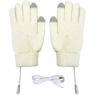 Luckxing USB-beheizte Handschuhe | Beheizte Handschuhe für Männer und Frauen mit Touchscreen,Elektrisch beheizte Handschuhe, Winddichte Winter-Thermohandschuhe aus Strickwolle zum Fahren