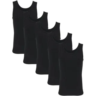 TupTam Unterhemden Jungen – 5er Pack Ärmellose Kinder Unterhemden, Baumwolle, Bequem & Atmungsaktiv, Farbe: schwarz, Größe: 140-146 - 140-146