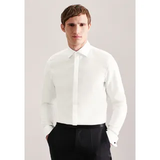 Seidensticker Smokinghemd SEIDENSTICKER "Shaped", Herren, Gr. M (40), normale Ärmellängen, beige (ecru), 100% Baumwolle, unifarben, tailored fit, Umschlagmanschette, Hemden, Shaped 1/1 Kentkragen Uni