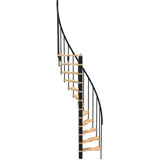 Minka Spindeltreppe Suono Smart 38 - 305,5cm Geschosshöhe Buche Schwarz für 140x78cm Deckenöffnung