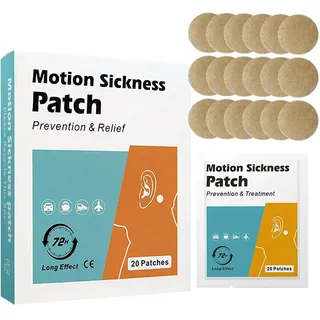 20 Count Reisekrankheitspflaster für Auto- und Bootsfahrten, Kreuzfahrt- und Flugzeugausflüge, lindert Übelkeit, Schwindel und Erbrechen durch Seasickness, schnelles Handeln und keine Nebenwirkungen