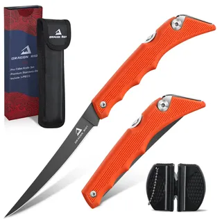 DRAGON RIOT Filetiermesser Fisch Profi, Angelmesser Klappbar, Edelstahl Fischmesser mit Anti-Rutsch-Griff, Fischmesser Angeln, Outdoor-Messer für Fisch und Fleisch