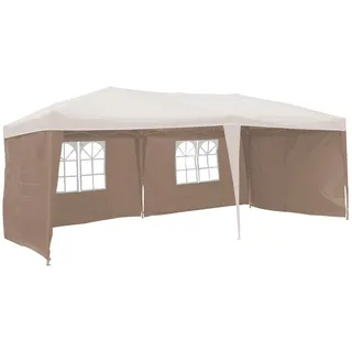 Linder Exclusiv GmbH Pavillonseitenteil 2x Seitenteil Seitenwand für Pavillon Paltpavillon Seitenteile, 300x200 cm, 1 Seitenteil mit Fenster, 1 Seitenteil geschlossen, Gartenzelt Seitenwände wasserabweisend beige