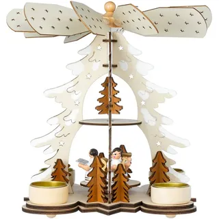 SIKORA P27 Teelicht Holz Weihnachtspyramide mit Engeln H:26cm