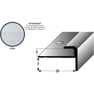 Auer Einschubprofil "Stannington" mit Nase für Designbeläge, Einfasshöhe 5 mm, Aluminium eloxiert, gebohrt-silber-900