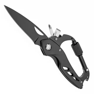 Multitool, 6 in 1 Edelstahl Karabiner Schlüsselanhänger, Tragbare Multitool Werkzeug mit Messer, Flaschenöffner, Fensterbrecher und Schraubendreher, Überlebensausrüstung für Männer Outdoor Camping