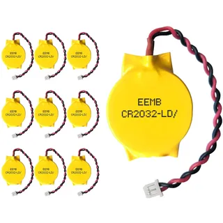 10X CMOS Batterie EEMB 3V CR2032 Battery mit Drahtleitungen und MOLEX Drahtanschluss für Computer oder Laptop Motherboard Batterie Nicht-Wiederaufladbar