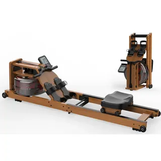 Wasser Rudergerät für Zuhause, Rudergerät Holz Klappbar, Rudermaschine mit Bluetooth Anzeige und Tablet-Halterung, Max 200kg Belastbar, Kompatibel mit Kinomap APP