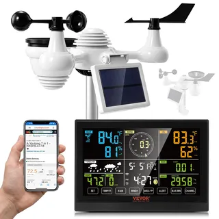 Vevor Wetterstation 7 in 1 7,5" VA-Display Wi-Fi ohne App Schwarz