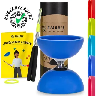 Diabolo Freizeitsport Diabolo Set Pro Blau mit kugelgelagerter Achse, Handstäben &Ersatzschnur