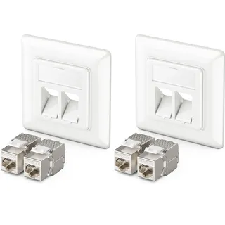 deleyCON 2x RJ45 Netzwerkdose Unterputz 10 Gbit/s Keystone Datendose (2x Dose + 4x Keystone)