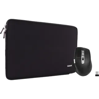BlueBuilt Laptophülle für Apple MacBook Pro 16 Zoll Schwarz + BlueBuilt Maximus Kabellose Ergonomische Bluetooth-Maus