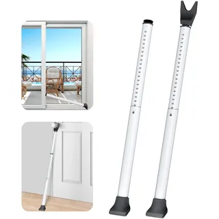 Tür Sicherheitsstange, Weiß 2-Pack Erweiterter Sicherheitsstange für Türen, Heavy Duty Türsicherung, Einstellbarer Balkontür Sicherung, Einbruchschutz Fenster, Tür Sicherheit für Zuhause, Wohnung