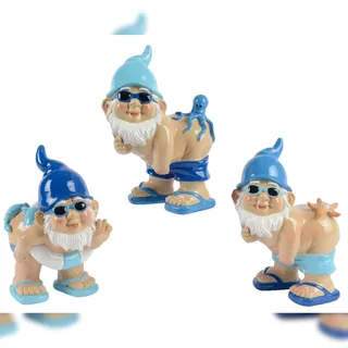 Decoris 1 Gartenzwerg im Strandoutfit 12x18cm Keramik Gartenfigur Keramikwichtel Gartendekofiguren Lustige Sommerdeko Gartendeko Pooldeko Dekofiguren Maritim