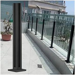 Generisch Balkongeländer aus Edelstahl mit schwarzen Glasplatten, Höhe 110 cm