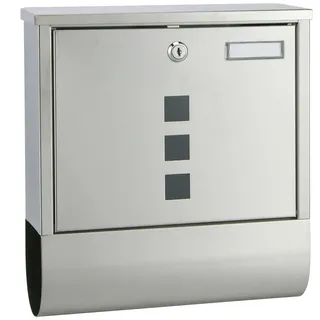vidaXL Briefkasten Edelstahl 18/8 mit Zeitungsfach