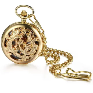 Lancardo Mechanische Taschenuhr Steampunk Vintage Damen Herren mit Halskette Pullover Kette Uhr für Geburtstag Weihnachten Neujahr