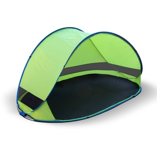 IC Home Strandmuschel Pop up Strandmuschel Classic mit UV Schutz, ca. 220 x 120 x 100 cm, inkl. Tragetasche, Seile & Heringe, Sichtschutz, Strandzelt grün