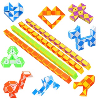 JOPHEK Magic Snake, Mini Magical Snake Dice Kindergeburtstag Party Favours Geburtstagsgeschenke für Kinder (12P 24Blocks)