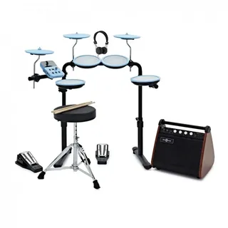 VISIONDRUM Schlagzeug Elektronisch Kinder und Erwachsene - E Drum Set mit 7 Leisen Mesh Pads Elektro Schlagzeug mit Verstärker Drum-Thron Sticks und Kopfhörer - Blau