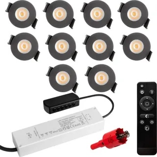 S-Polylight PREMIUM Mini LED- Einbauspots Warmweiss 3.000K, DIMMBAR, IP65, FUNK 3W LED Einbaustrahler Terrassenüberdachung, Terrassenbeleuchtung, ... - Grau