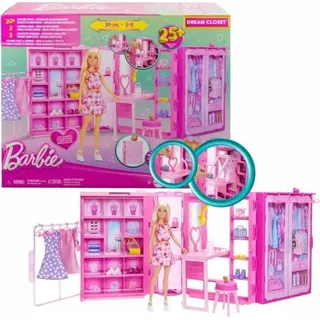 Barbie Traumkleiderschrank Spielzeug, Spielset mit Modepuppe, Moden und Accessoires, knapp 1 m breit mit mehr als 25 Teilen, Puppenzubehörset, 3 Jahr(e), 1,85 kg