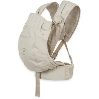 emma & noah Premium Babytrage – mitwachsend 3,5–15kg, ergonomisch, leise Magnetverschlüsse, gepolsterte Gurte & Hüftgurt, Leinen & Bio-Baumwolle (Essential Beige)