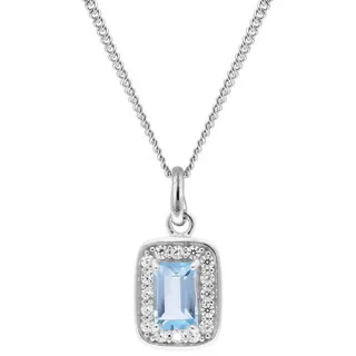 trendor Panzerkette Anhänger Blautopas/Zirkonia 333 Weißgold an Silberkette silberfarben