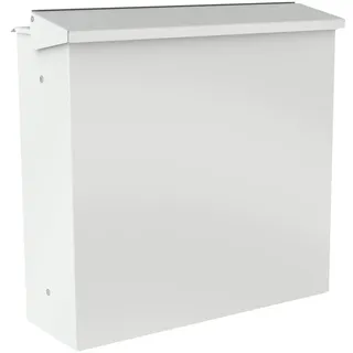 KNOBLOCH Zaunbriefkasten Chicago, Edelstahl, gebürstet, 17 Liter, Mailbox (Weiß)