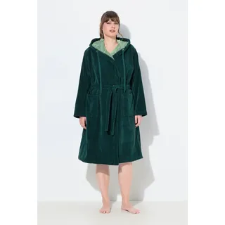 Ulla Popken Bademantel Doubleface Frottee Taschen grün 44