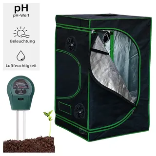 MuCoLa Growbox Gewächshaus Indoor Pflanzenzelt 120 x 120 x 200 cm Schwarz