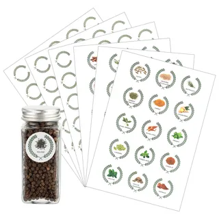 Azatemgo 45 Gewürzgläser-Aufkleber, Etiketten, selbstklebend, für Gewürzgläser, für die Küche, Durchmesser 40 mm und 60 leere Etiketten
