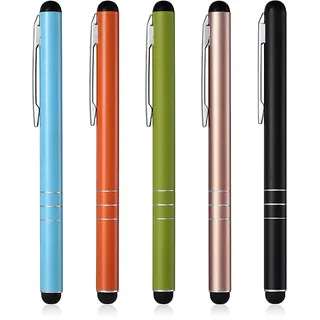 Eingabestift 5 Stück Touchstift Stylus Pen Touchscreen Stift für iPhone Samsung Galaxy Huawei Tablets und Alle Smartphone, Farbe:Schwarz, Gold, Grün, Orange, Blau
