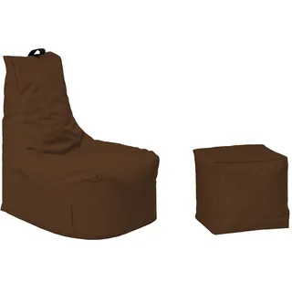 Momiralland Komfort Sitzsack XL - XXL mit Hocker Sitzkissen BodenKissen Sessel In- & Outdoor geeignet Gaming Sitzsack für Erwachsene und Kinder (Braun, XXL - Durchmesser 80 cm)