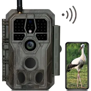GardePro Wildkamera WLAN 64MP 1296P H.264 Video Nachtsicht Bewegungsmelder, 0,1s Schnelle Trigger, IP66