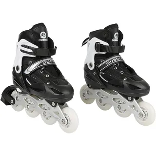 Inlineskates, Schlittschuhe, Inlineskates mit verstellbarer Taille für Kinder, Teenager, Erwachsene, Anfänger (Schwarz, M)