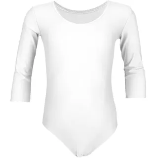 Aquarti Turnanzug Aquarti Mädchen Ballett Trikot 3/4 Arm Gymnastik Ballettanzug weiß 140