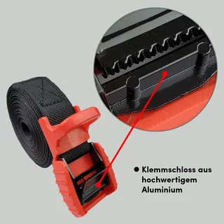 Baumarktplus 4x Spanngurt Zurrgurt Klemmschloss mit Gummischutzkappe1 tlg 4 m x 2,5 cm 500 kg