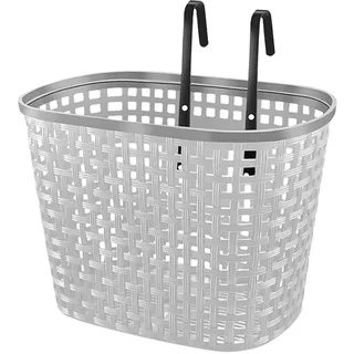 Aymzbd Fahrradkorb, Fahrradkorb Vorne, Abnehmbar, Zum Aufhängen, Modischer Korb Vorne Am Lenker, Fahrradkorb für Picknicks, Radfahren, grau