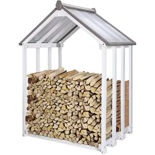 WONDERMAKE Kaminholzregal Holz 110 x 75 x 150 cm Außen grau/weiß