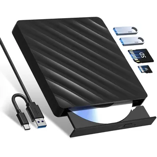 5-in-1 Bluray Laufwerk Extern Externer Bluray Brenner DVD Burner External Blu Ray Drive for Laptop with SD/TF Slot Compatible with Windows MacOS Linux (5-IN-1)