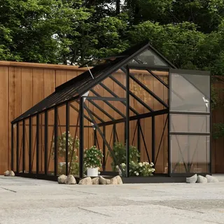 vidaXL Glas Gewächshaus Anthrazit 155x395,5x191 cm Aluminium