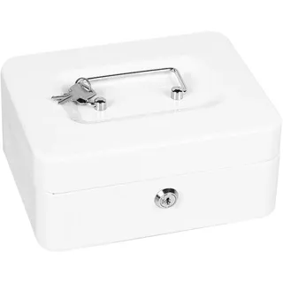 Feuerfeste Dokumentenbox mit 2-Schlüssel-Schloss, sichere Aufbewahrungsbox für Wertsachen, tragbare Dokumentenbox mit großem Fassungsvermögen, sichere Aufbewahrungsbox aus Metall (Weiß)