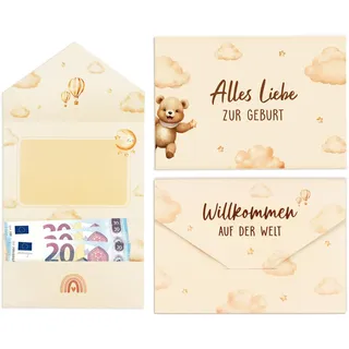 COMOOKA 2 Stück Karte zur Geburt Geldgeschenk, „Willkommen auf der Welt“ Geschenkkarte, „Alles Liebe zur Geburt“ Baby Geschenk zur Geburt Geburtskarte Babyparty Geldkarte Glückwunschkarte