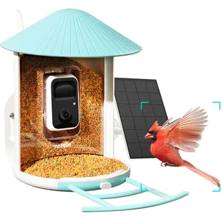 NETVUE Birdfy Vogelfutterhaus mit Kamera und Kostenloser KI Vogelerkennung zur Live-Beobachtung, Solarbetrieb WLAN Vogelfutterstation für automatische Videoaufnahme bei Vogelbesuch