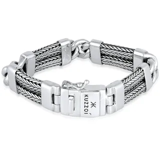 KUZZOI Herren Panzer Gliederarmband Modern Silber 19 cm