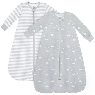 Bio-Baumwolle Baby Schlafsack 1,0 TOG Ganzjahres-Schlafsack 2er-Pack | Atmungsaktiv, leichter Sommerschlafsack aus GOTS- und OEKO-TEX-zertifizierter Bio-Baumwolle für 6–12 Monate von Mama Cheetah - M (6-12 M)