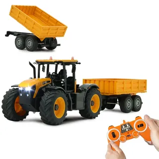 Jamara RC-Auto Fastrac Traktor mit Kippanhänger 1:24 2,4GHz RTR gelb (405305)